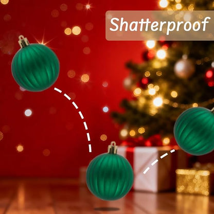Christmas Tree Decorations Ornament Set, 50ct Dark Green Shatterproof Christmas Ball Ornaments Hanging Xmas Holiday Party Decor(1.57"-2.36")