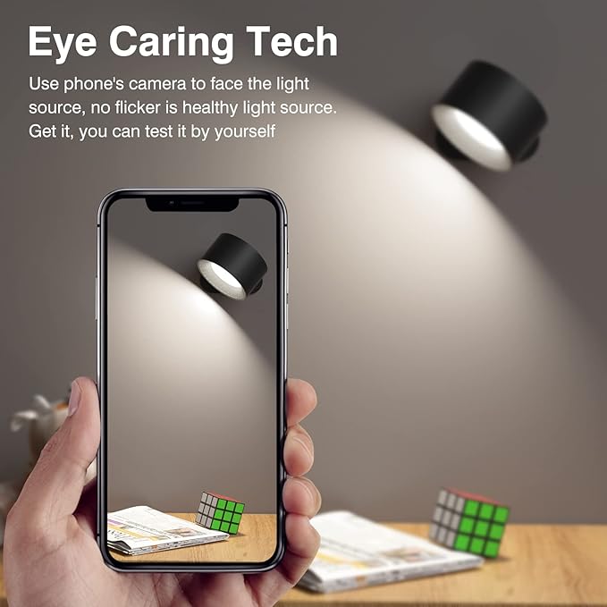Led Wall Sconces, Wall Lamps with Battery Operated, Wall Mounted Cordless Lights with 3 Color Temperature&3 Brightness, 360° Magnetic Ball, USB Charging Port for Reading Study Bedside