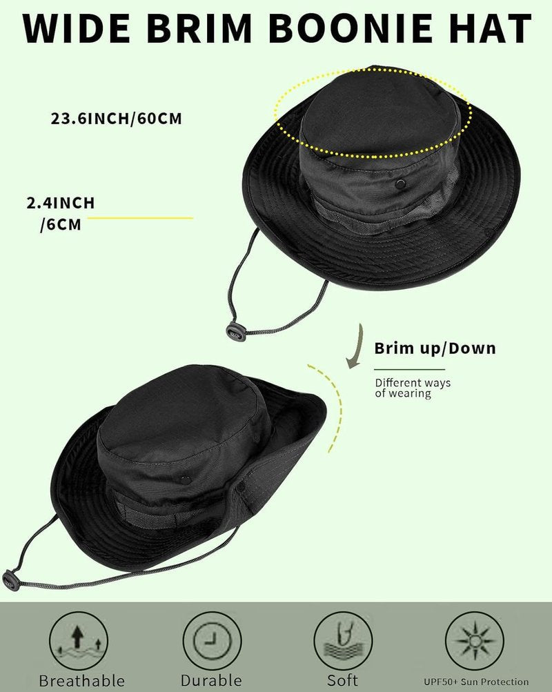 Sun Hats for Men Women Bucket Hat UPF 50+ Boonie Hat Foldable UV Protection Hiking Beach Fishing Summer Safari(1pack-Green Camo)
