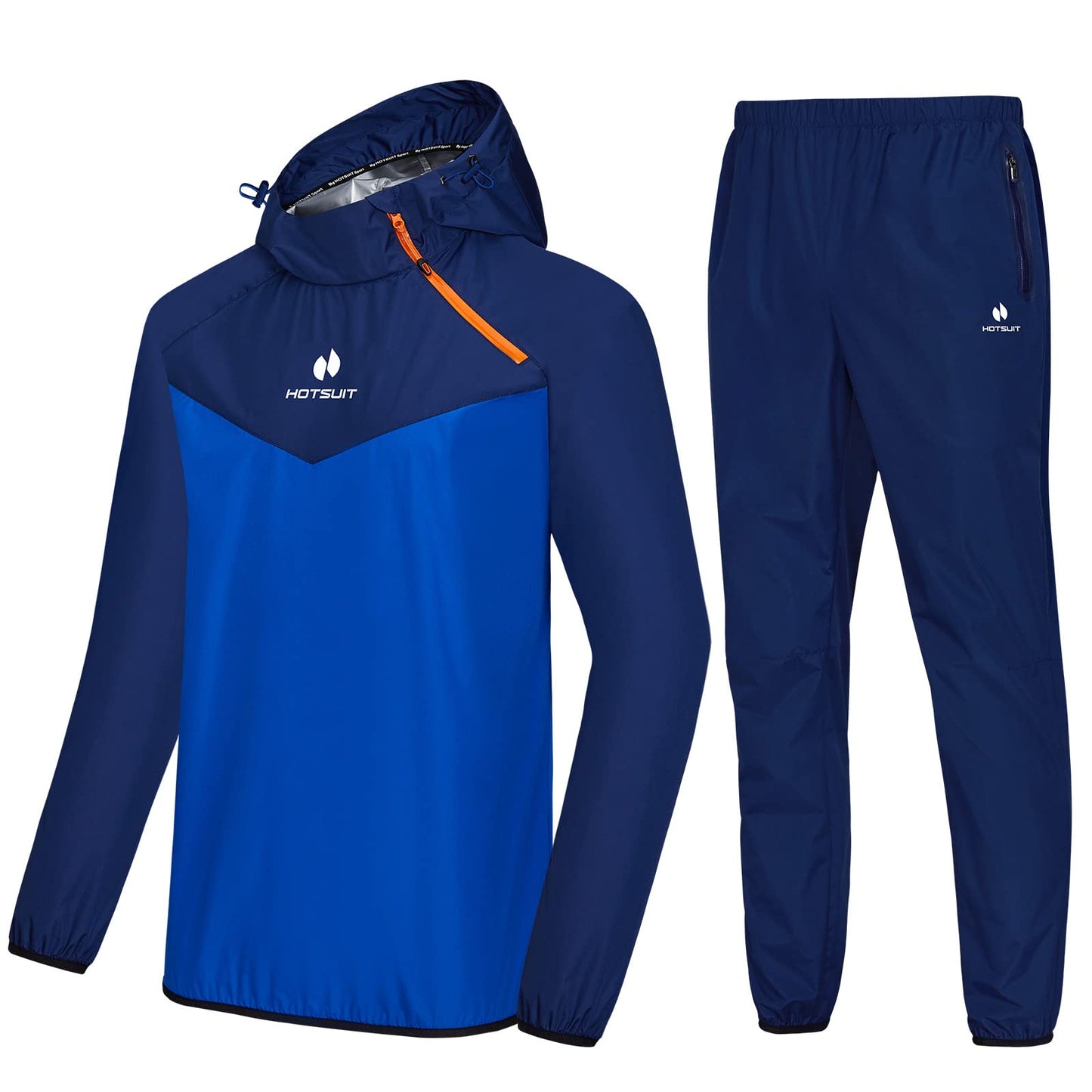 HOTSUIT Sauna Suit for Men Sweat Sauna Jacket Pant Gym Workout Sweat Suits, Navy, 3XL