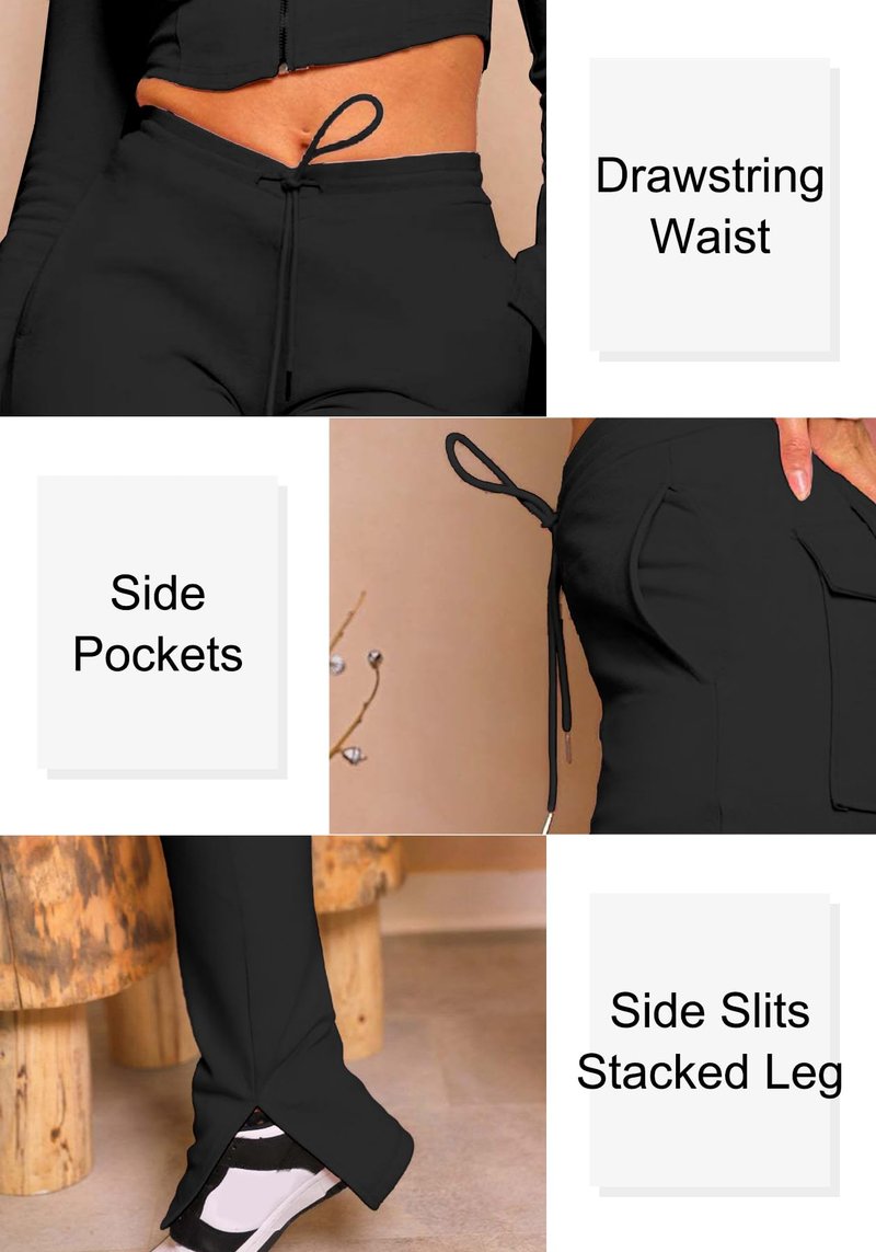 DINGANG Women's Drawstring Cargo Sweatpants with Pockets, Stretchy Casual Joggers Lounge Leggings