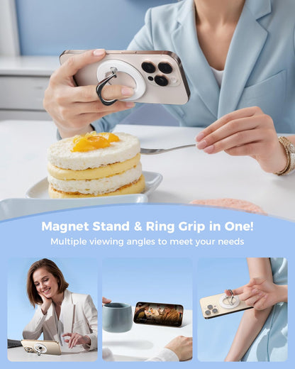 SUPERONE for MagSafe Phone Grip, Adjustable Magnetic Phone Ring Holder Removable Finger Phone Ring Kickstand Compatible with MagSafe Accessories Only for iPhone 17 & 16 & 15 & 14 & 13 & 12 Series