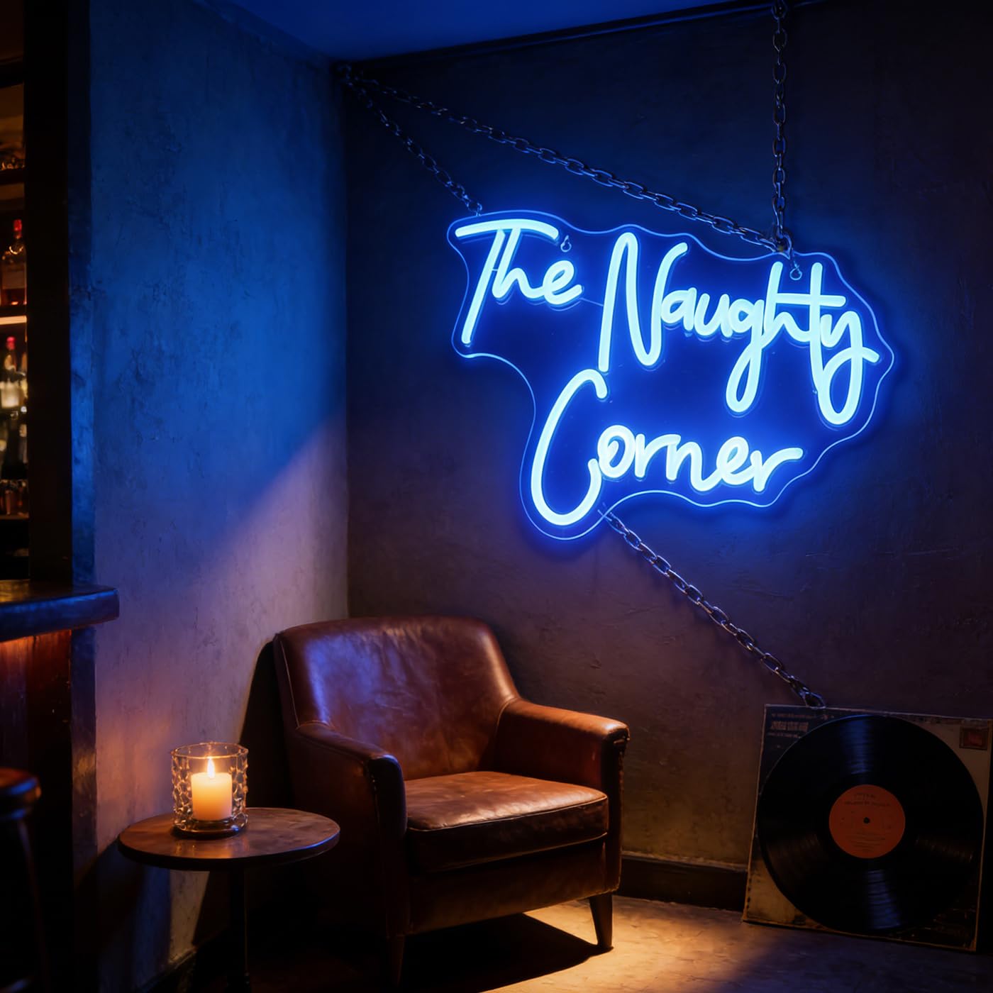 QiaoFei LED "The Naughty Corner" Neon Sign Word/Letters USB Powered Neon Lights for Girls Room Home Bar Art Wall Decor Party Window Living Room Decor Birthday Christmas' Gift(Blue)