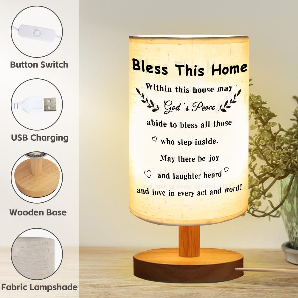 ZuEiiDop House Warming Gifts Bless This Home Table Lamp New Home Decor Housewarming Gifts for Men Women Friend Coworker New House Apartment Gift for First Time Home Buyers Homeowners Bedside Desk Lamp