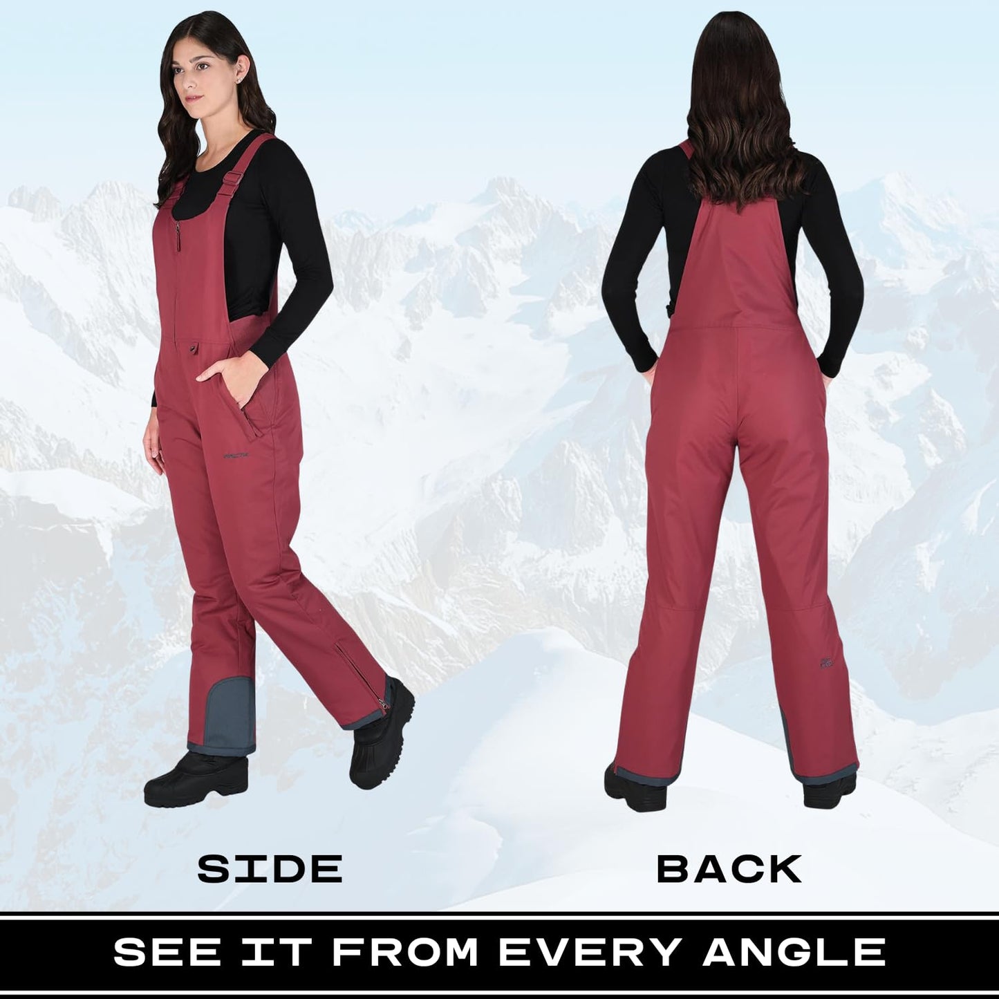 Arctix Women's Essential Insulated Bib Overalls, Crimson, 1X Tall