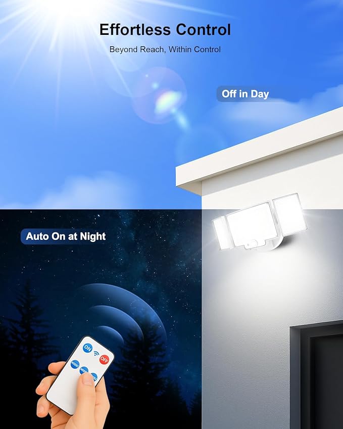 LED Security Lights Motion Sensor,188 LEDs 4200LM Dusk to Dawn Hardwired Flood Lights Outdoor with 3 Modes Remote Control,IP65 Waterproof Motion Sensor Lights, for Garage,Yard,Porch 2 Pack