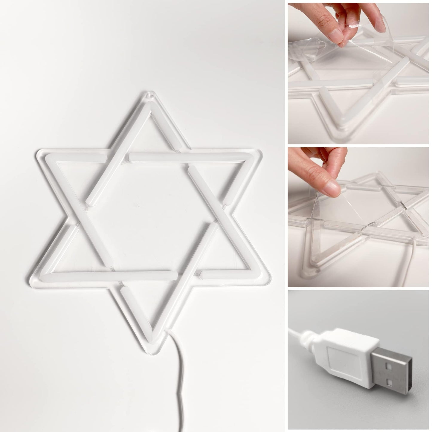 Attivolife Star of David Neon Sign, Hanukkah Decoration Jewish Star Blue Neon Light, LED Wall Decor for Home Office, Housewarming Birthday Gifts for Jews Judaism Women