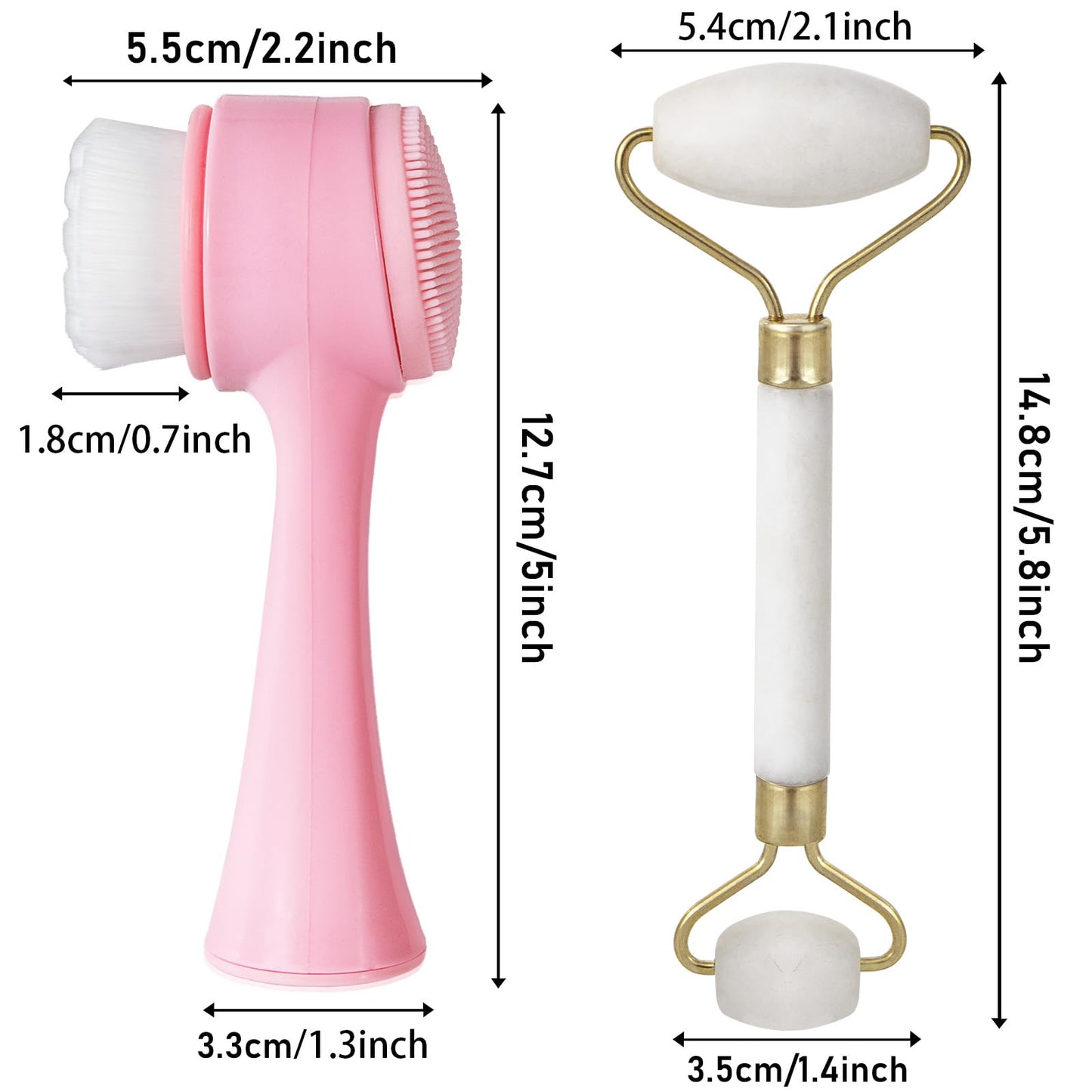 Face Brush 2 in 1, Facial Cleansing Exfoliating Scrubber Brush, Silicone Double Side Manual Face Wash Scrub Brush with Soft Bamboo Charcoal Fiber for Deep Pore Cleansing, Massaging, Skin Care