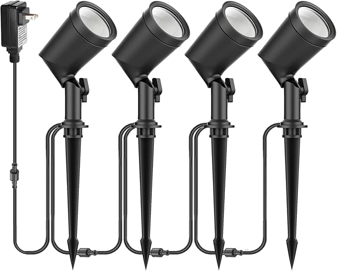 ZYAN Outdoor Waterproof IP65 Landscape Spotlights, Powered Supply Yard Garden Spot Lights for Outside Plant Tree, Landscape Lighting for Path, Patio, Walkway-4 Pack