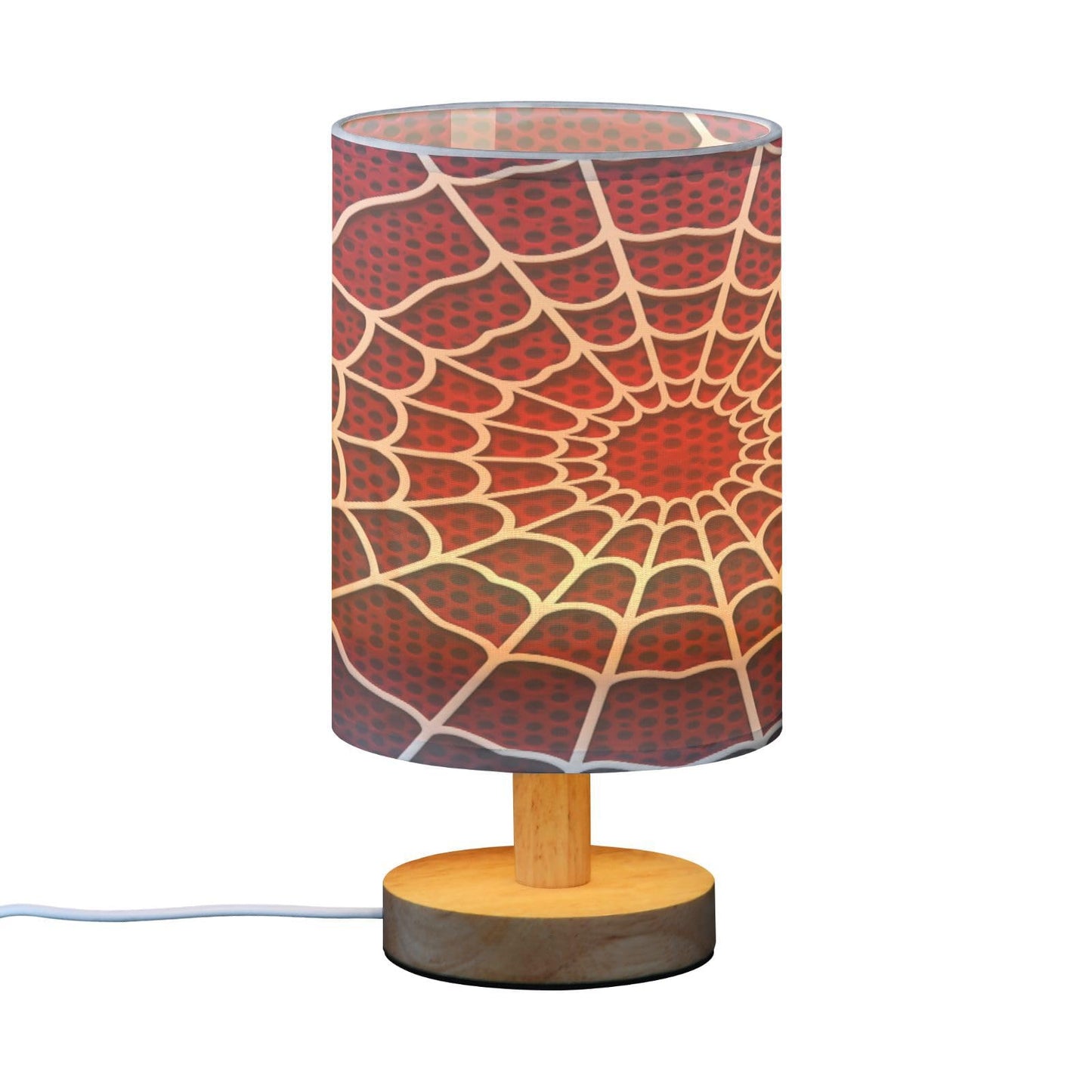 White Spider Web Red Dot Table Lamp for Bedroom Bedside Lamp Desk Lamps Cylinder Nightstand Lamp for Living Room Office Decor