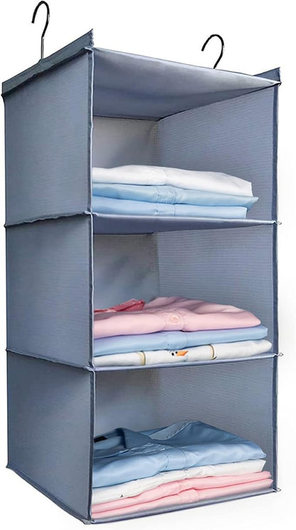 Hanging Closet Organizer and Storage 3-Shelf, Easy Mount Foldable Hanging