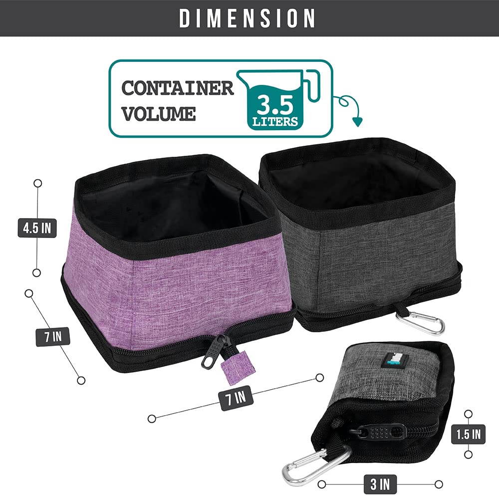 PetAmi Collapsible Dog Bowls 2 Pack, Food and Water Bowls Travel Set, Portable Pet Dish No Spill, Foldable Lightweight BPA Free Leakproof Bowls, Camping Hiking Walking Outdoor Gear Accessories, Black