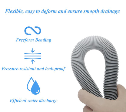 DLHMBOQ 10ft Washing Machine Drain Hose Extension Kit - Universal for Washer, Dishwasher & Dehumidifier, 7-Piece Set with U-Bracket, 4 Clamps & Adapter