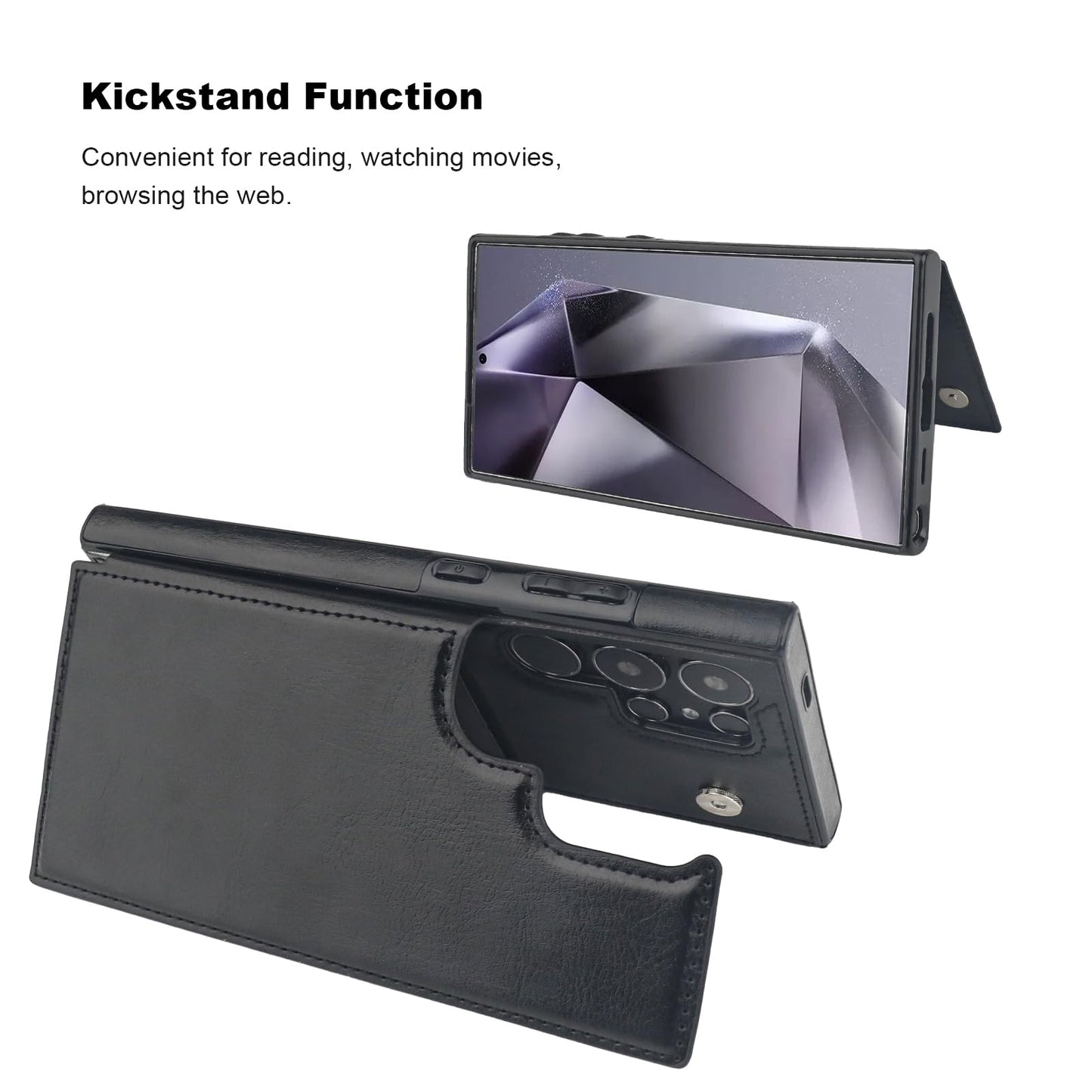 ONETOP Compatible with Samsung Galaxy S24 Ultra Wallet Case with Card Holder, PU Leather Kickstand Card Slots Case, Double Magnetic Clasp and Durable Shockproof Cover 5G 6.8 Inch(Black)