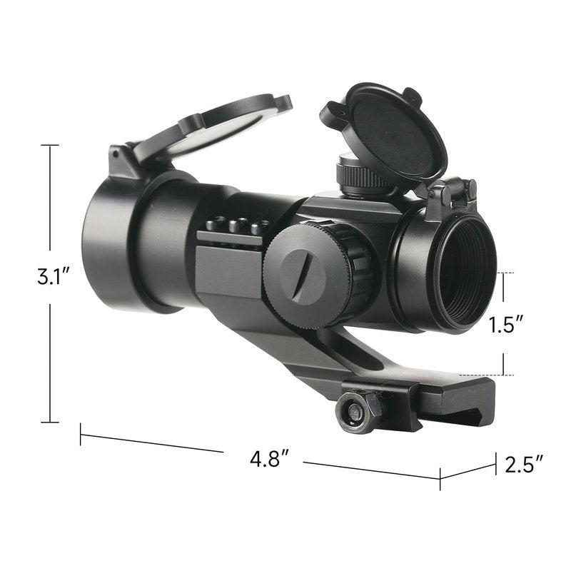 Pinty 1x30 4 MOA Red Green Dot Tactical Reflex Sight with Picatinny Cantilever Mount Black, Khaki (Black)