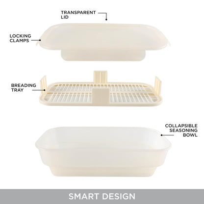 COOK WITH COLOR Collapsible Batter Bowl - Mess Free Breading Shaker Container - Great for Fried Fish, Fried Chicken, Onion Rings, Wings & More, Cream