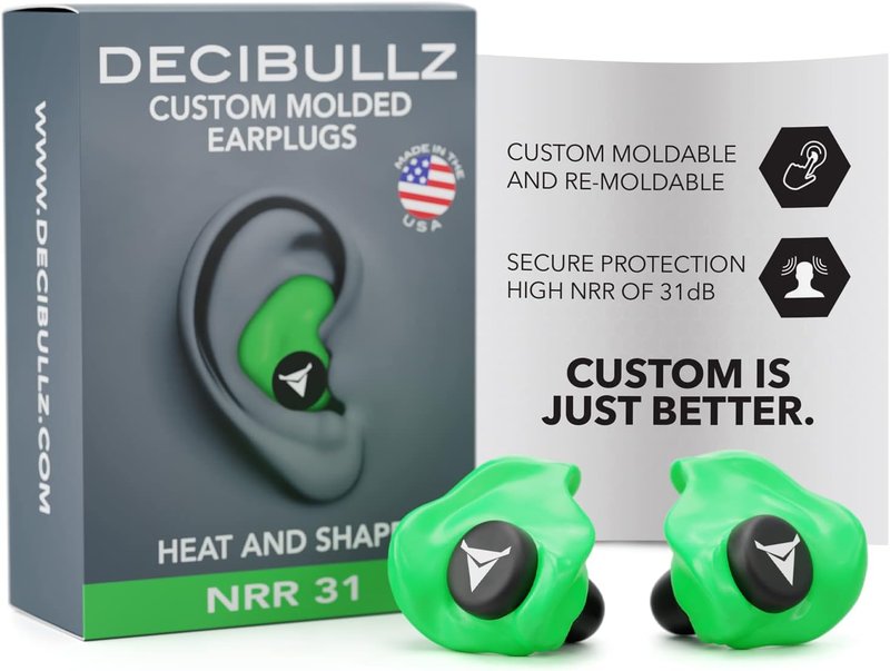 Decibullz Custom Molded Earplugs - 31dB Noise Reduction | Comfortable Hearing Protection for Shooting, Travel, and Concerts