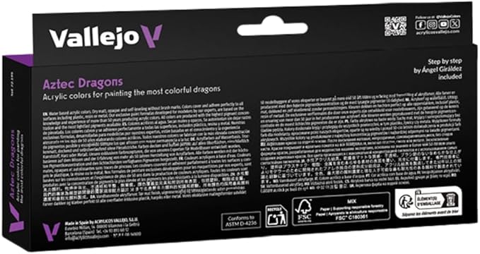 Vallejo - Aztec Dragons Acrylic Paint Set | Game Color | Fantasy Color Series Miniature Model Kit for a High Pigment Matte Finish | 8 Bottles x 18 ml. (0.60 fl.oz)