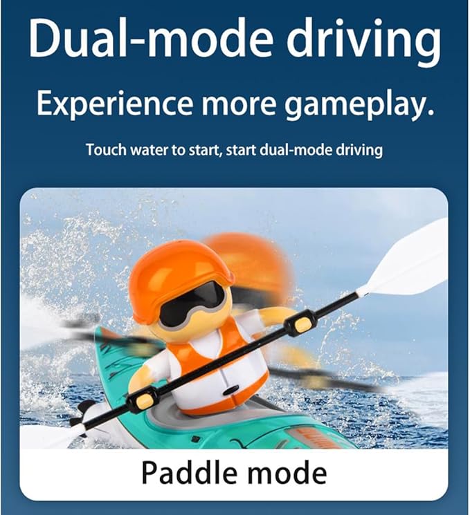 RC Kayak Boat 2.4G Realistic RC Racing Paddling Boat with LED Lights Unique Anti-Capsize Design &amp Long Battery Life for Pools Lake Bathtub Outdoor Water Gift for Adults (RTR Version)