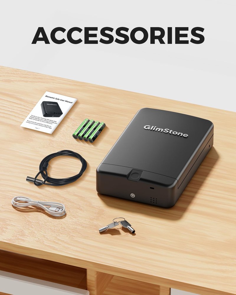 Biometric Gun Safe Travel Case for Pistol, Easy Edition, Quick Access with Smart Fingerprint and Keys, Portable Handgun Safe for Home Bedside Nightstand Car
