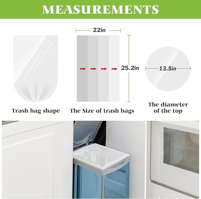 8 Gallon 200 Counts Unscented Medium Trash Bags, Fit 7, 10 Gal Garbage Bags by