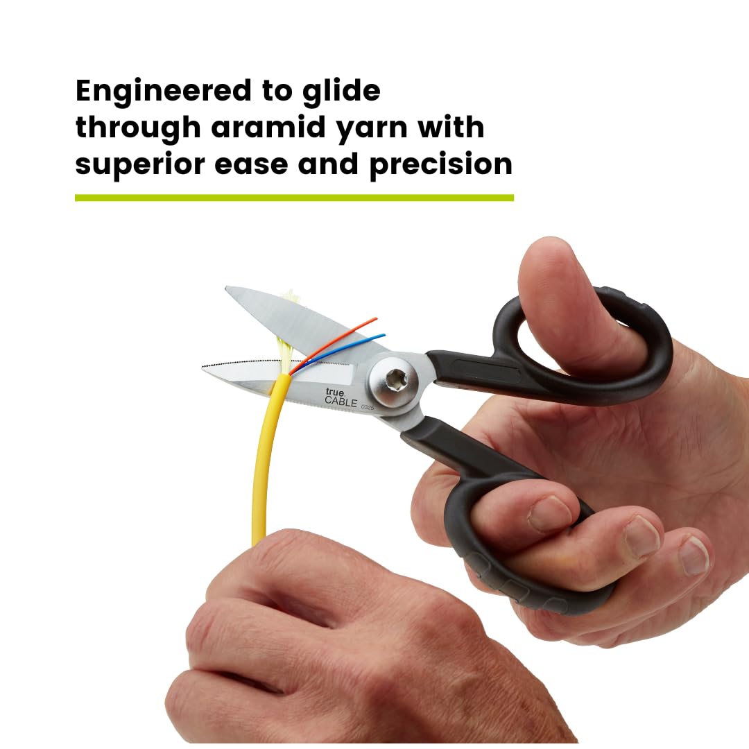 TRUE CABLE Kevlar Shear Scissors, 5.50", Industrial Grade High Carbon Steel, Fiber Optic Cable Cutter for Kevlar, Dyneema, Technora, Carbon Fiber, Fiberglass