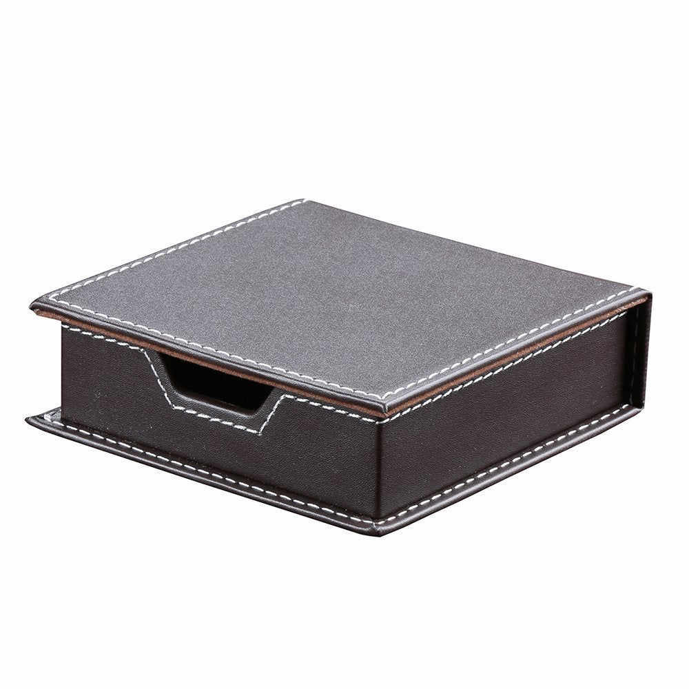 KINGFOM 5PCS Desk Organizer and Accessories Set, Pu Leather Office Supplies with Multifunction Desktop Organizer Storage Box, Tissue Holder, Mouse Pad, Note Paper Holder, Pencil Holder for Desk Brown