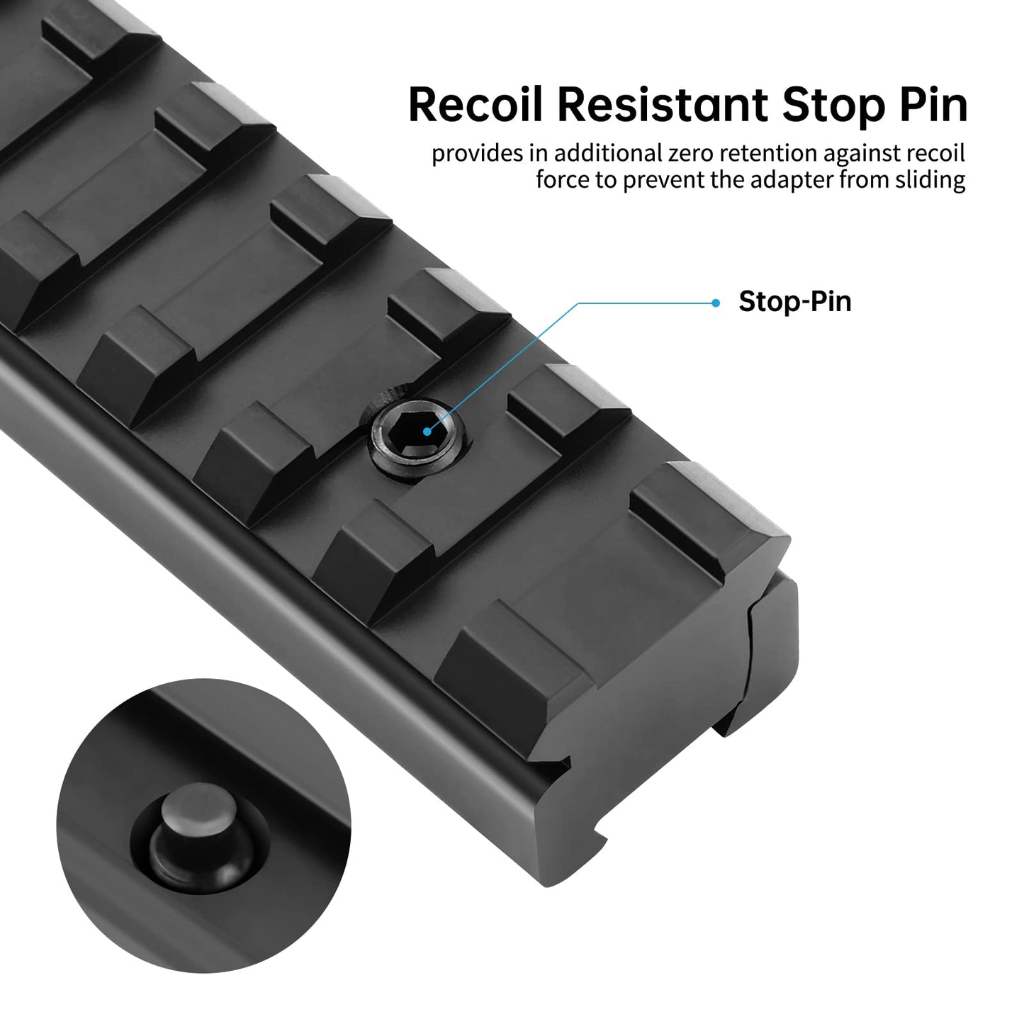 Bontok Dovetail to Picatinny Rail Adapter, 11mm Dovetail to 21mm Upgraded Build-in Locking Screws Picatinny Rail Low Profile Scope Mount Converter Base 3/8" to 7/8" Converter-9 Slots-Black-(2 Pack)