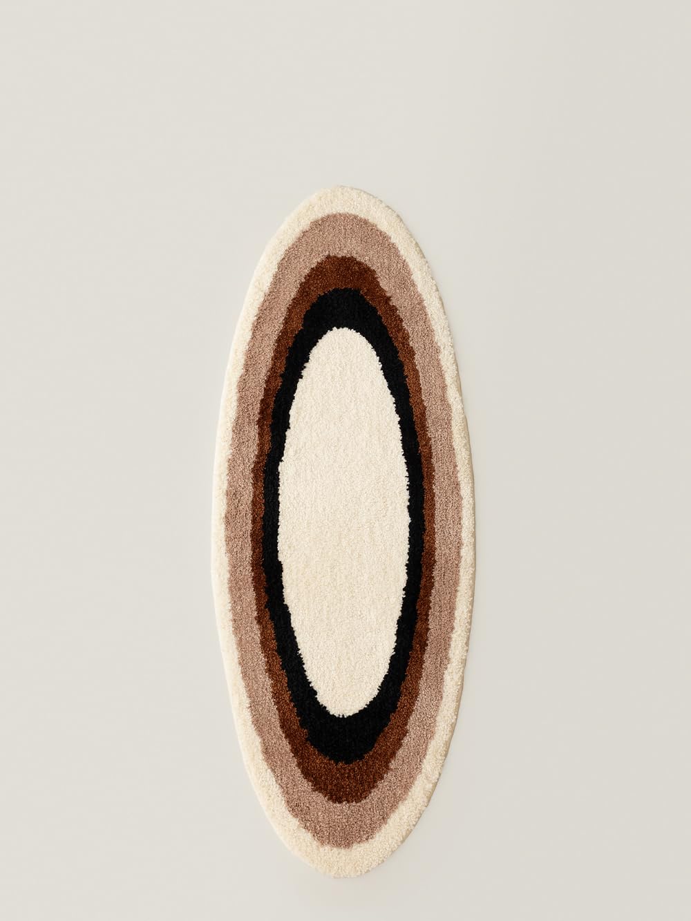 WENSHUO Ripple Oval Rug - Retro Brown Area Rug,Microfiber Absorbent Non-Slip Throw Rug,TPR Non-Slip Bottom, （47.3" L × 17.72" W）