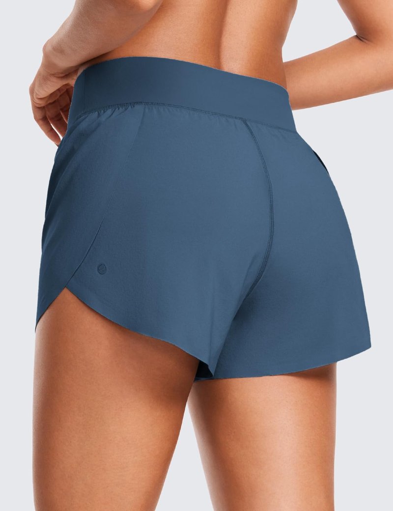 CRZ YOGA High Waisted Split Running Shorts for Women 3" - Comfy Mesh Liner for Workout Athletic GymTrack Quick Dry Stelindigo X-Large