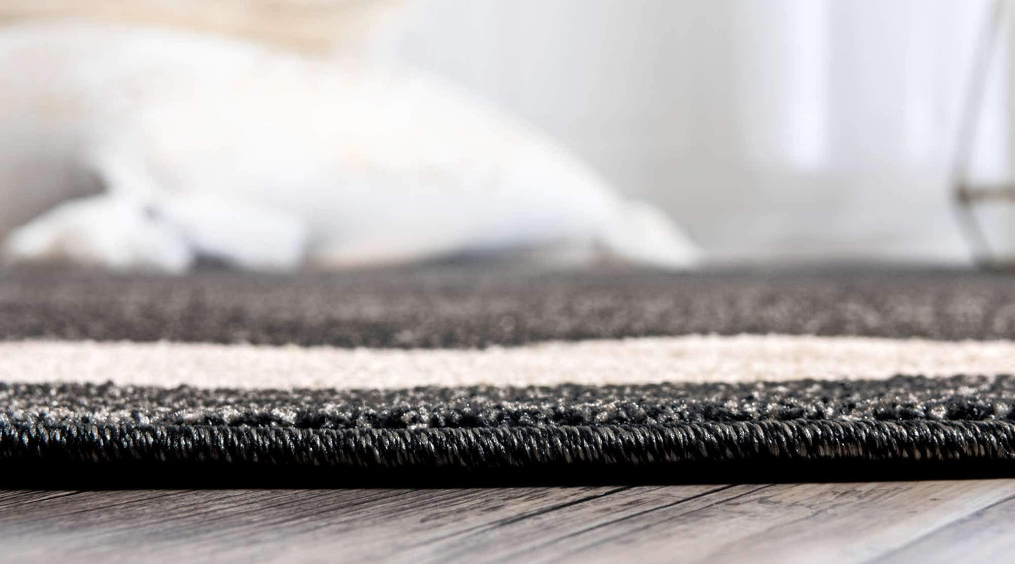 Unique Loom Del Mar Collection Area Rug - Maria (7' 10" Round, Black/ Ivory)