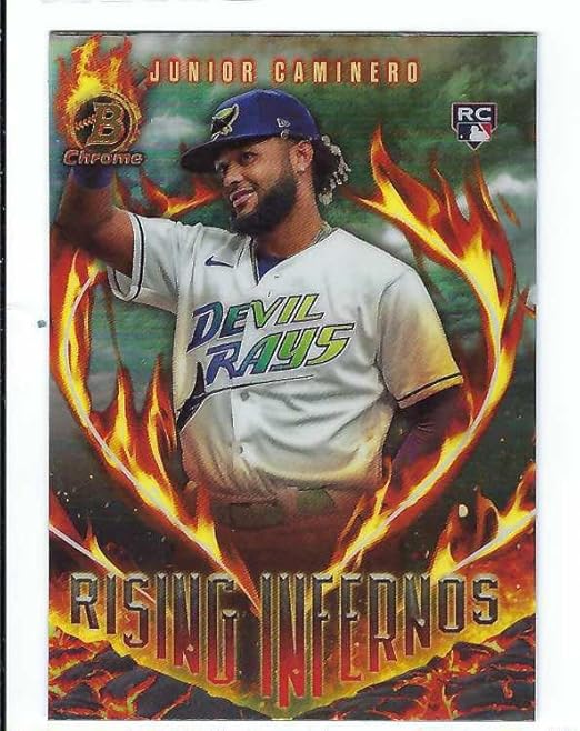 JUNIOR CAMINERO 2024 Bowman Chrome Rising Infernos #RI-6 Baseball Rookie Card RC Tampa Bay Rays