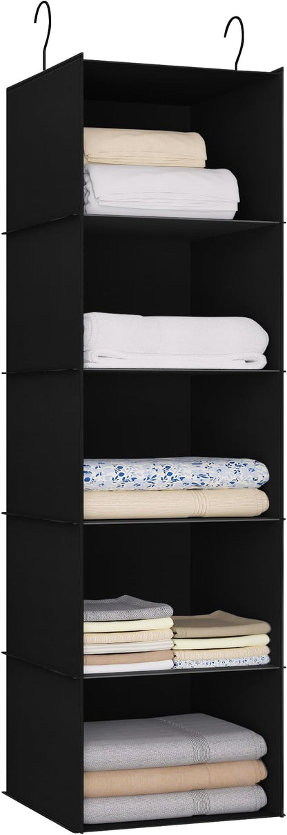Hanging Closet Organizer and Storage 5-Shelf, Easy Mount Foldable Hanging