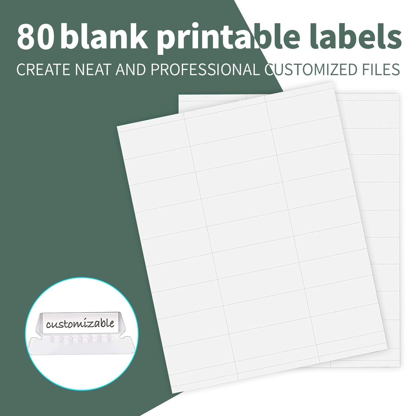 HERKKA Hanging File Folders, 80 Pack Reinforced Letter Size Hanging Folders with Heavy Duty 0 Inch Expansion, Designed for Bulky Files, Medical Charts, 1/5-Cut Adjustable Tabs, Green