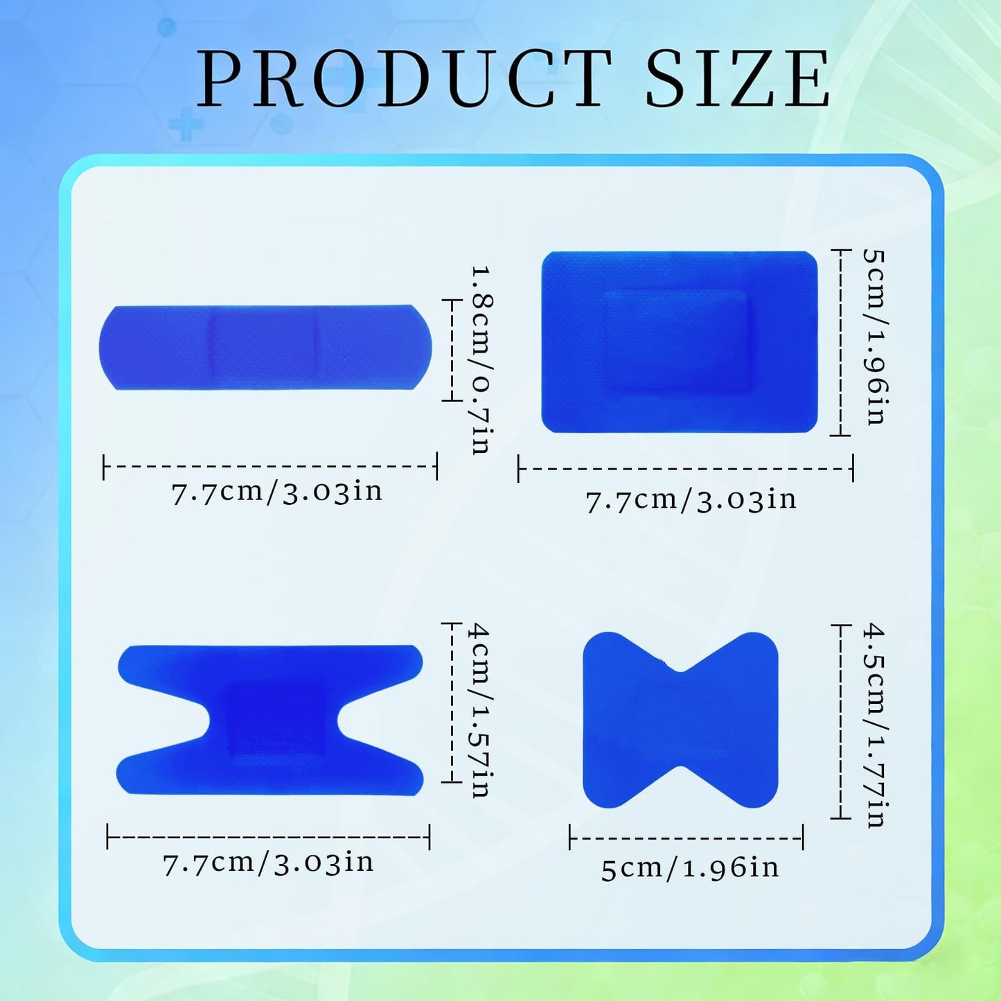 160Pcs Blue Waterproof Adhesive Bandaids Include 4 Shapes Band-aids Breathable Bandaid for First Aid and Wound Care