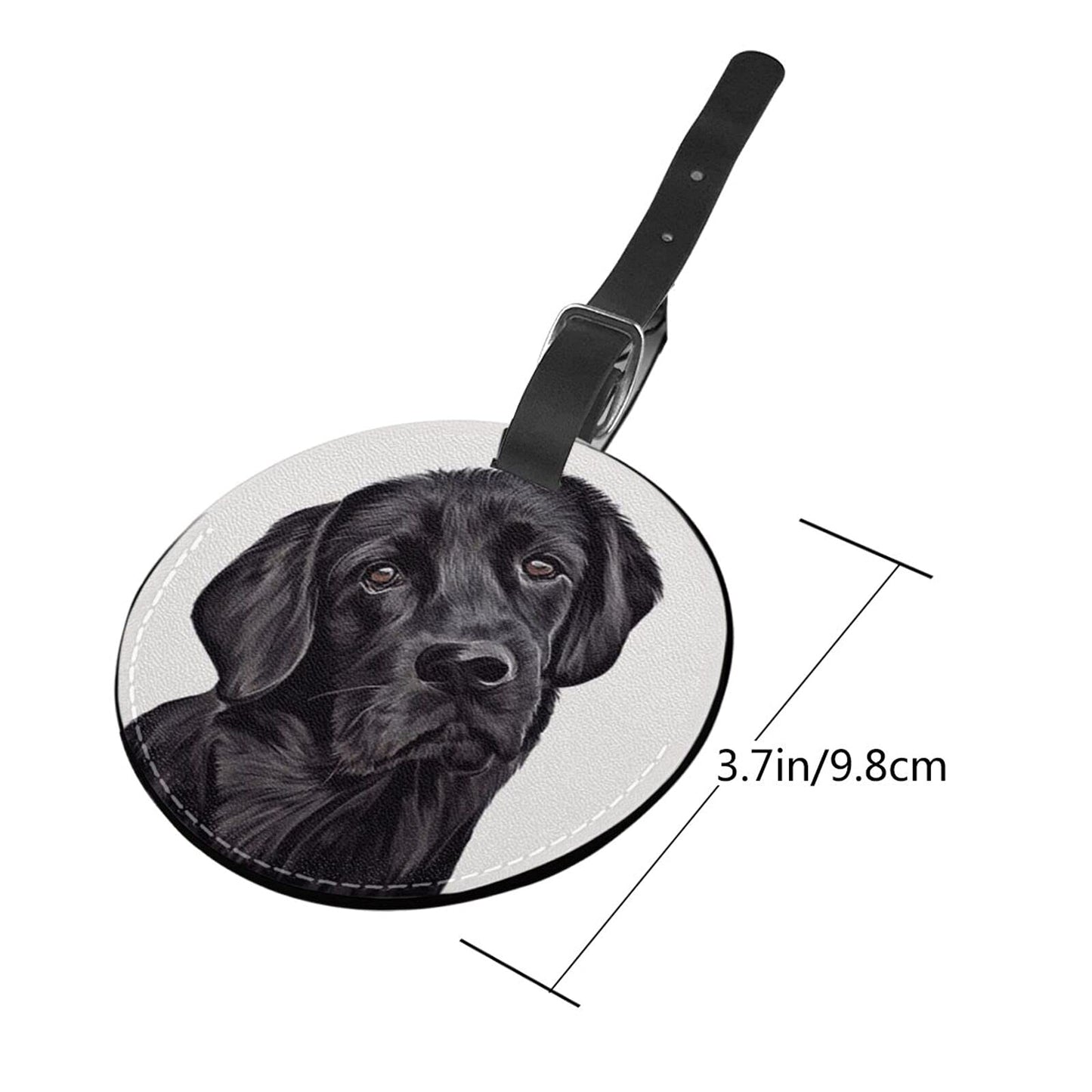 Luggage Tag Black Lab Dog Lover, Pu Leather Bag Travel Suitcases Id Identifier Baggage Label for Women Men Boys Girls