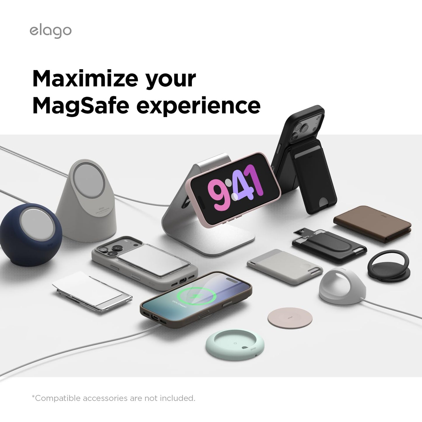 elago Magnetic Leather Case Compatible with iPhone 17 Pro Case, All MagSafe Accessories, 6.3 inch - Built-in Magnets, Durable Vegan Leather, Shockproof, Water-Resistant [Light Grey]
