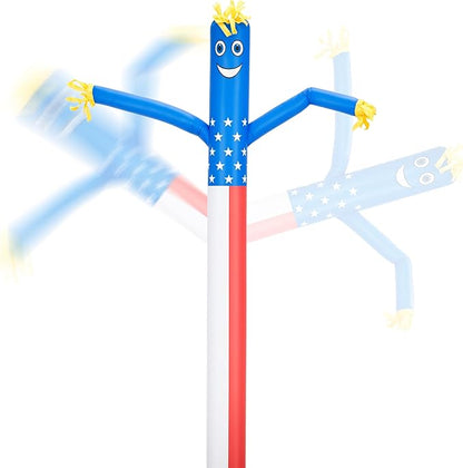 6ft Sky Air Puppet Dancer 9in Diameter Inflatable Waving Tube Man Attachment - Wacky Waving Dancing Tube Guy for Business Promotion Stand Out Advertising - American Flag Dancer ONLY - NO Blower