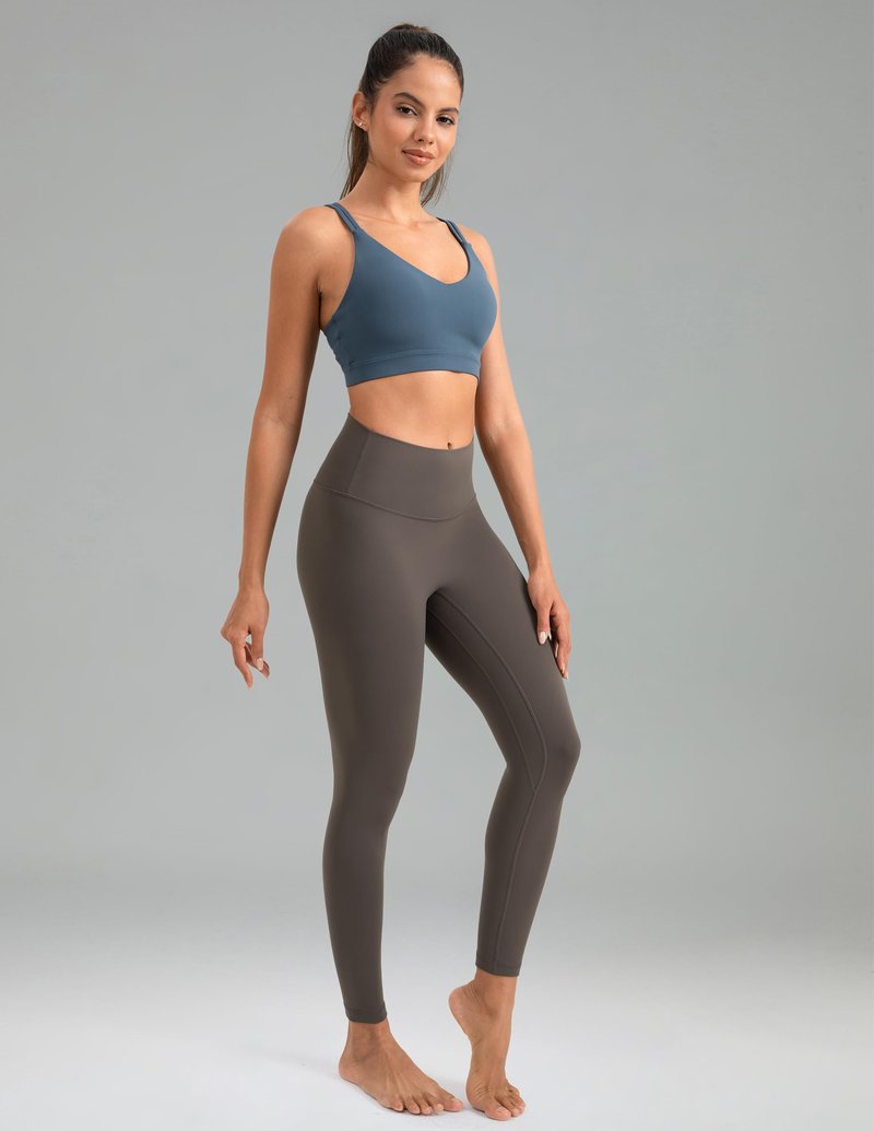 Colorfulkoala Dreamlux No Front Seam Leggings for Women 25" Inseam, High Waisted Buttery Soft 7/8 Yoga Pants (XS, Major Brown)
