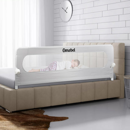 Omebel Toddler Bed Rail, 180cm/200cm Extra Long Baby Kids Bed Rail Guard Height Adjustable Folding, Safe Bed Side Rail for Queen, Full Size, Twin, King Size, Foldable & Button-Release Design