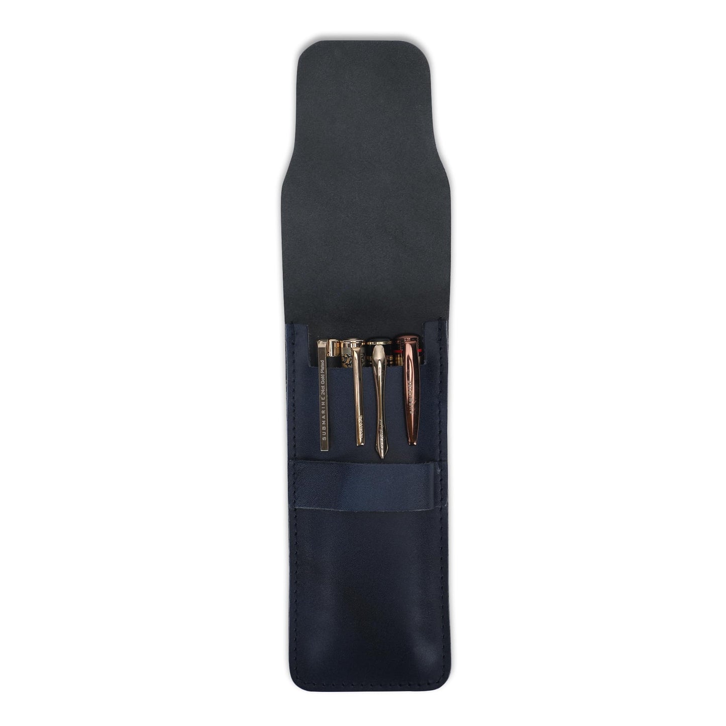 CestAntiQ Leather Pen Sleeve Case for Fountain Pens, Multi Pen Holder Organizer, Handmade Full Grain Leather Pouch, Durable Protective Pen Cover, Classic Pen Storage Gift (Blue)