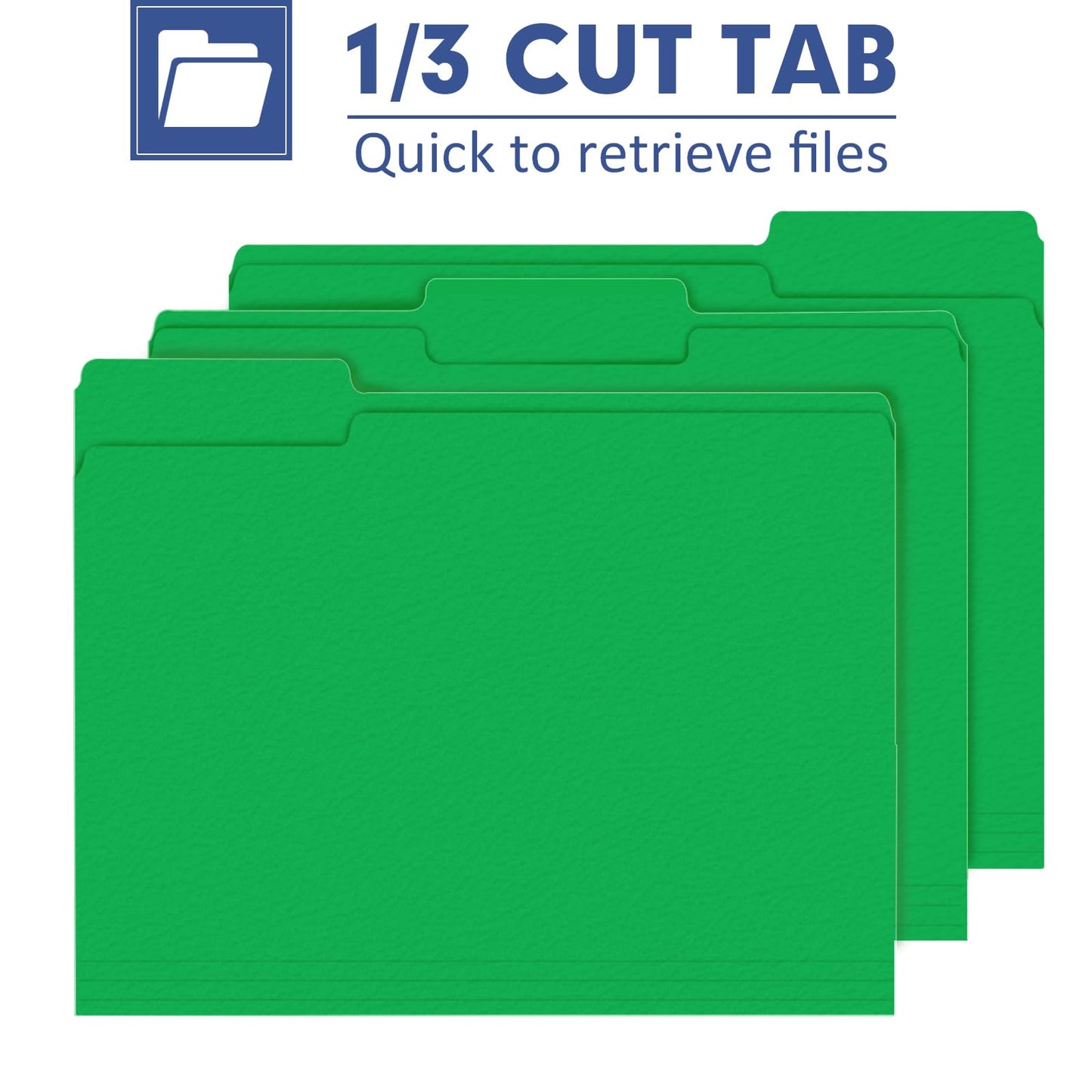 File Folder, PANDRI 120 Pack File Folder, 1/3 Cut Tab, Letter Size, Filing Folder for Office School Business, Green