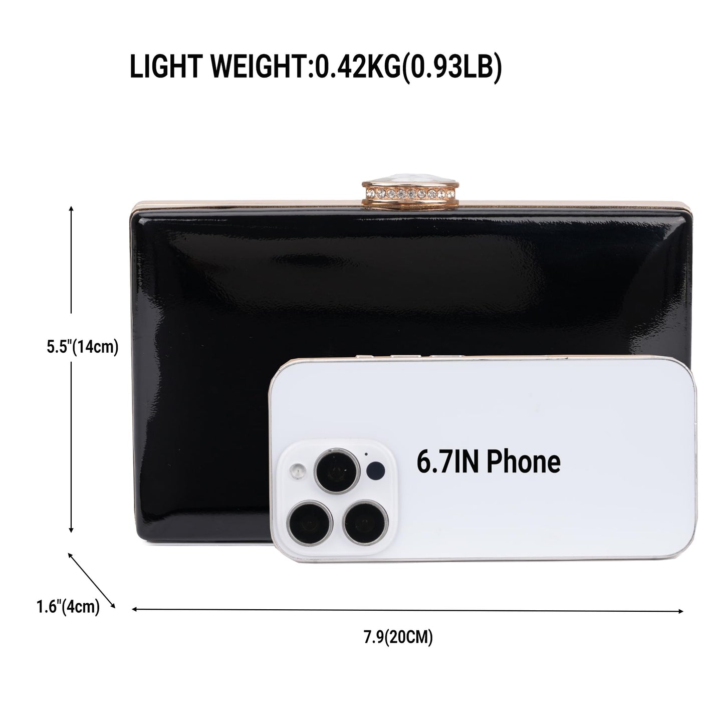 Milisente Patent Leather Clutch Purses for Women Glossy Evening Bag For Wedding Cocktail Party With Detachable Chain(Black)