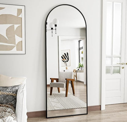 Arched Floor Mirror, 58 "x 18" Full Length Mirror Wall Mirrors Hanging or Leaning Arched-Top Full Body Mirrors with Stand for Bedroom, Dressing Room, Gold