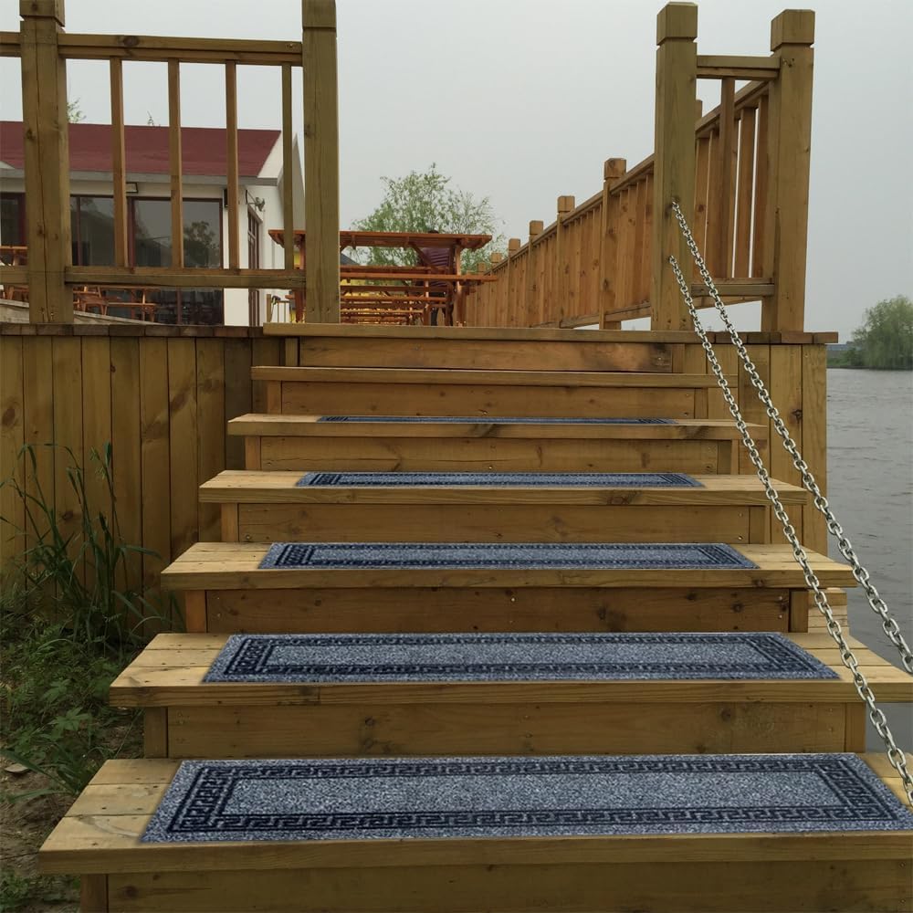 Aucuda Outdoor Stair Treads 2pcs 8.5" x 30" Mats for Dogs on Wooden Steps, Non Slip Stair Runner Treads Rug Heat Insulation Rubber Backing, Staircase Mat Carpet for Indoor Grip Farmhouse.