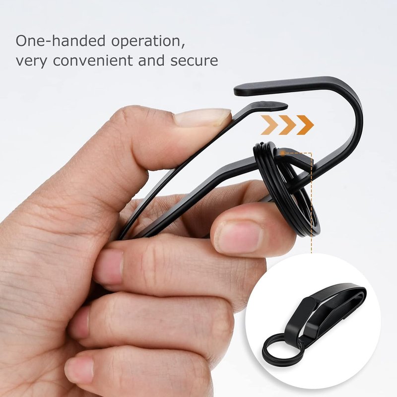 Duty Belt Key Holder - Quick Release Key Clip, Stainless Steel with 4 Keyrings | Fits Up to 2.25 Inch Belt