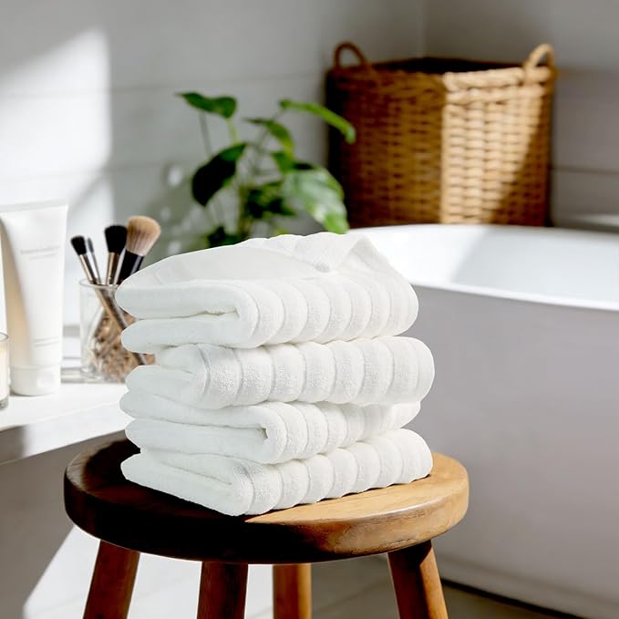 Jacquotha Luxurious 4-Pack Ribbed Striped Hand Towels – Hotel & Spa Premium