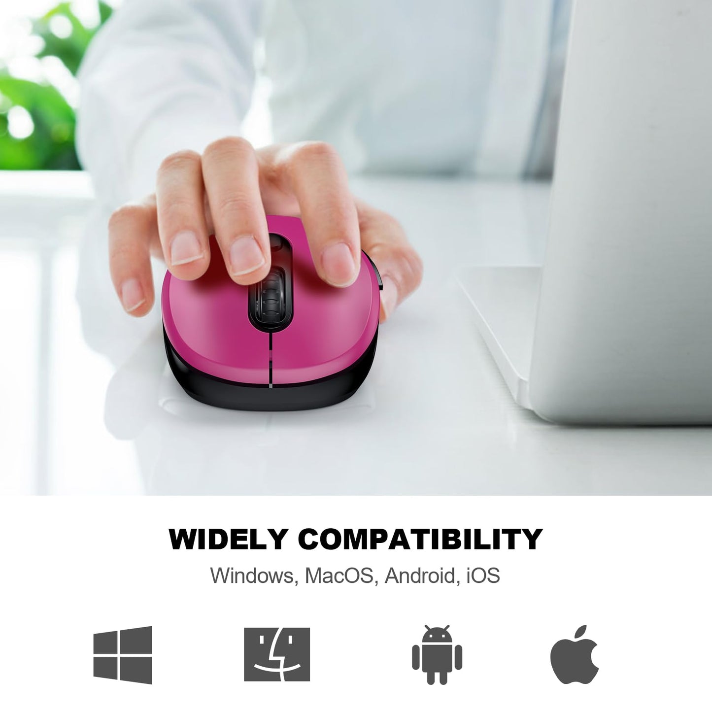 WisFox 2.4G Wireless Mouse for Laptop, Ergonomic Computer Mouse with USB Receiver and 3 Adjustable Levels, 6 Button Wireless Mice for Windows Mac PC Notebook (Grey)