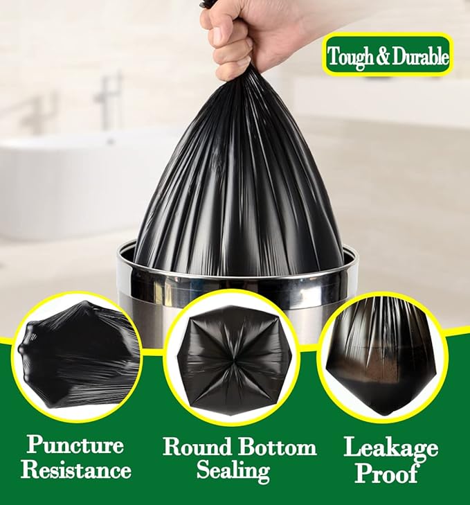 Hommaly 1.2 Gallon 240 pcs Small Black Trash Bags, Strong Garbage Bags