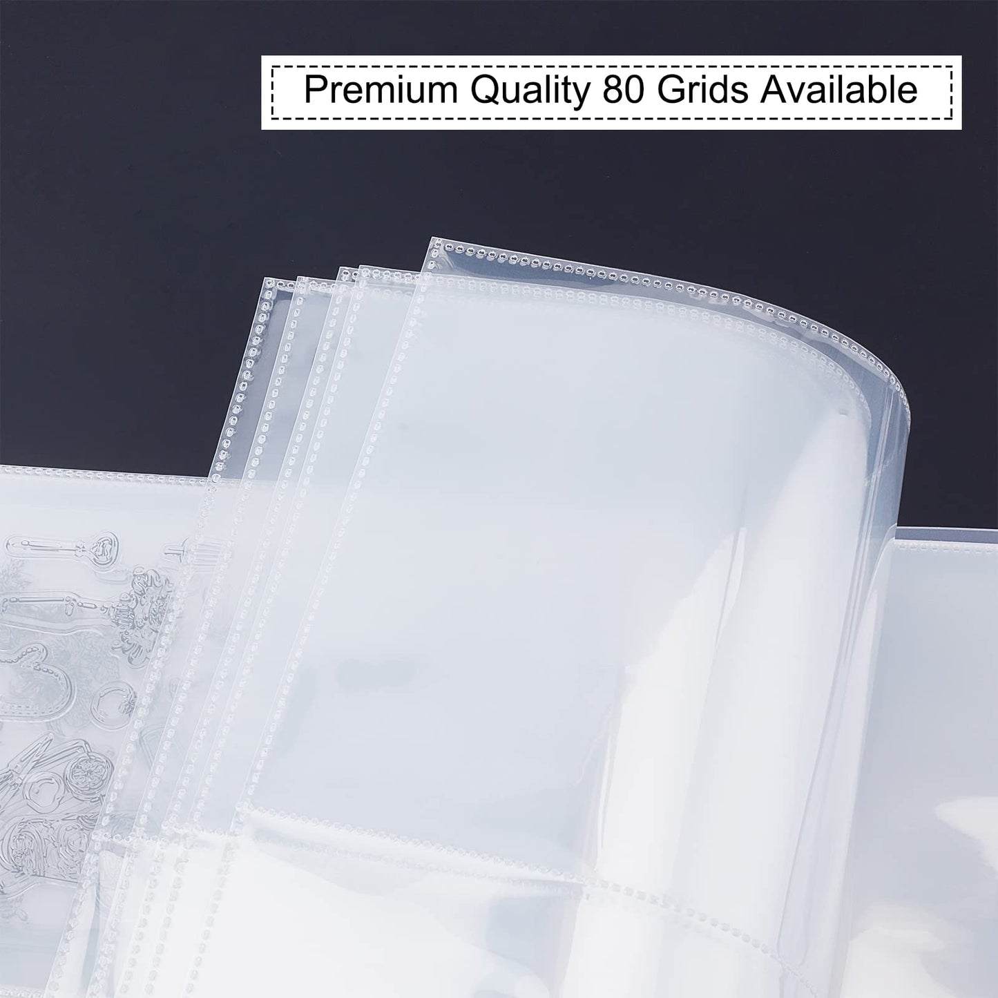 GLOBLELAND 80 Pockets Clear Stamps Storage Album Cut Dies Storage Bag Embossing Folder Keeper Cards Folder Bag for DIY Scrapbooking Arts Crafts Collecting 5.11x7inch